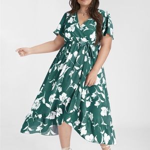 Green faux wrap dress. Brand new. Never worn